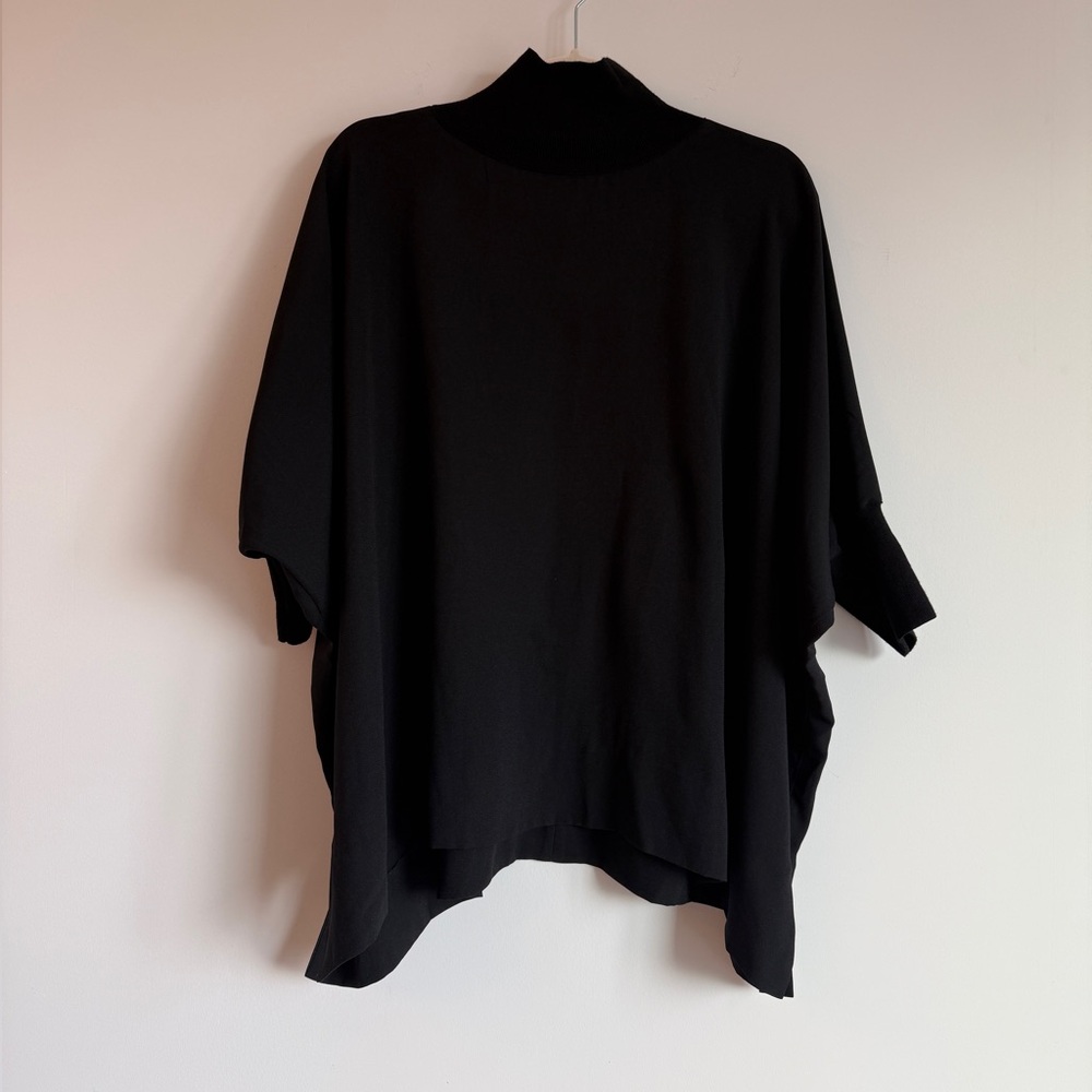 Black Women's Draped High-Neck Top